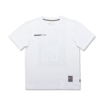 T-shirt bianca da bambino con stampa sul retro Ducati Corse, Brand, SKU a762000081, Immagine 0